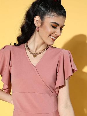 short sleeved solid maxi dress - 18356995 - Standard Image - 5