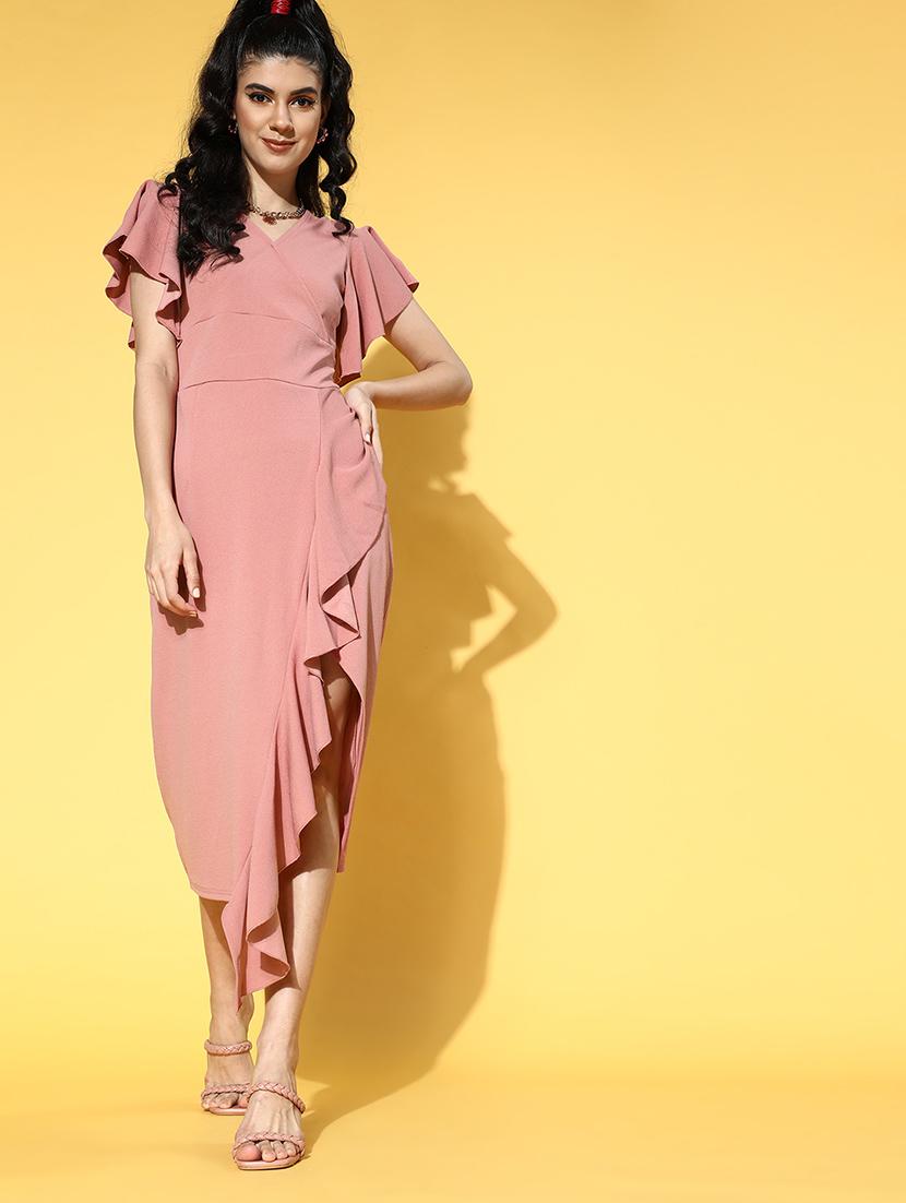 short sleeved solid maxi dress - 18356995 - Zoom Image - 1