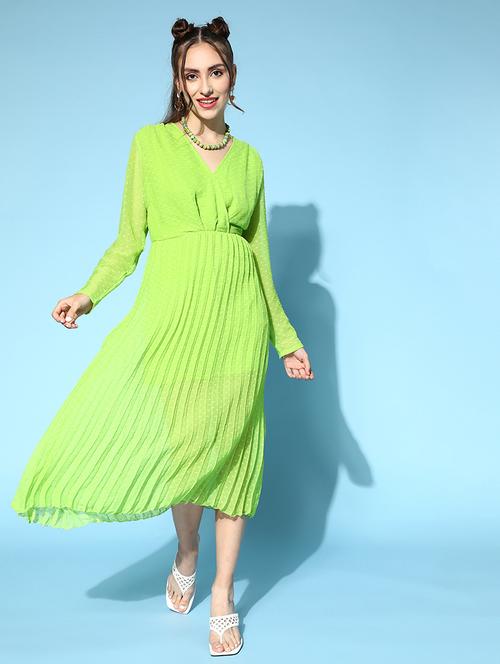 long sleeved self-designed blouson a-line dress - 18357011 - Standard Image - 1