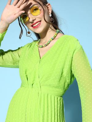 long sleeved self-designed blouson a-line dress - 18357011 - Standard Image - 5