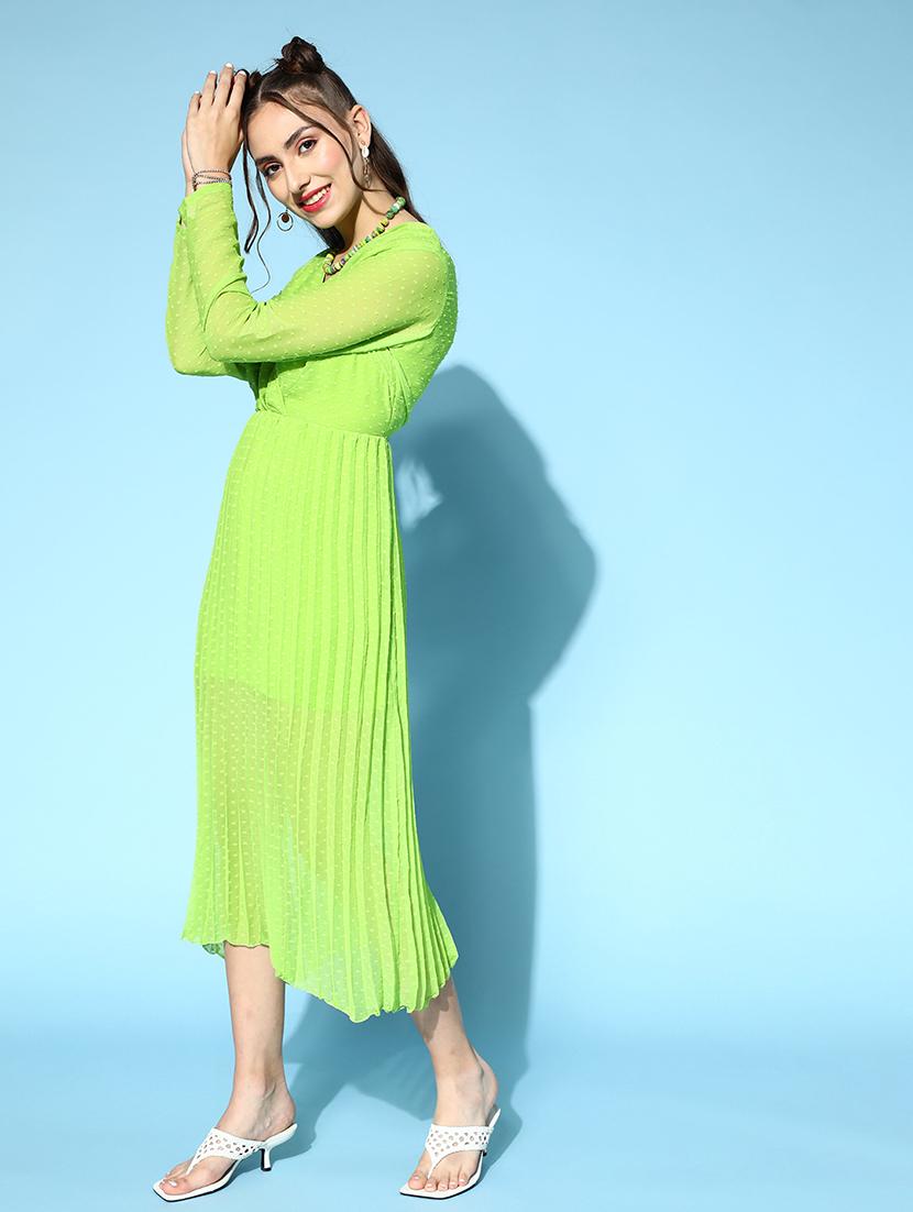 long sleeved self-designed blouson a-line dress - 18357011 - Zoom Image - 2