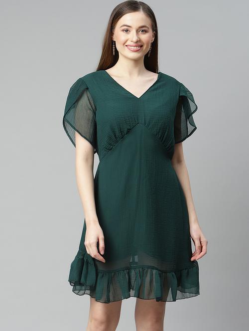 short sleeved printed a-line dress - 18357034 - Standard Image - 1