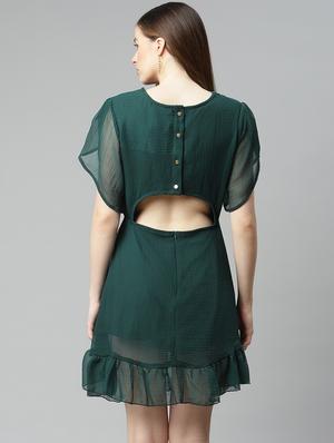 short sleeved printed a-line dress - 18357034 - Standard Image - 3