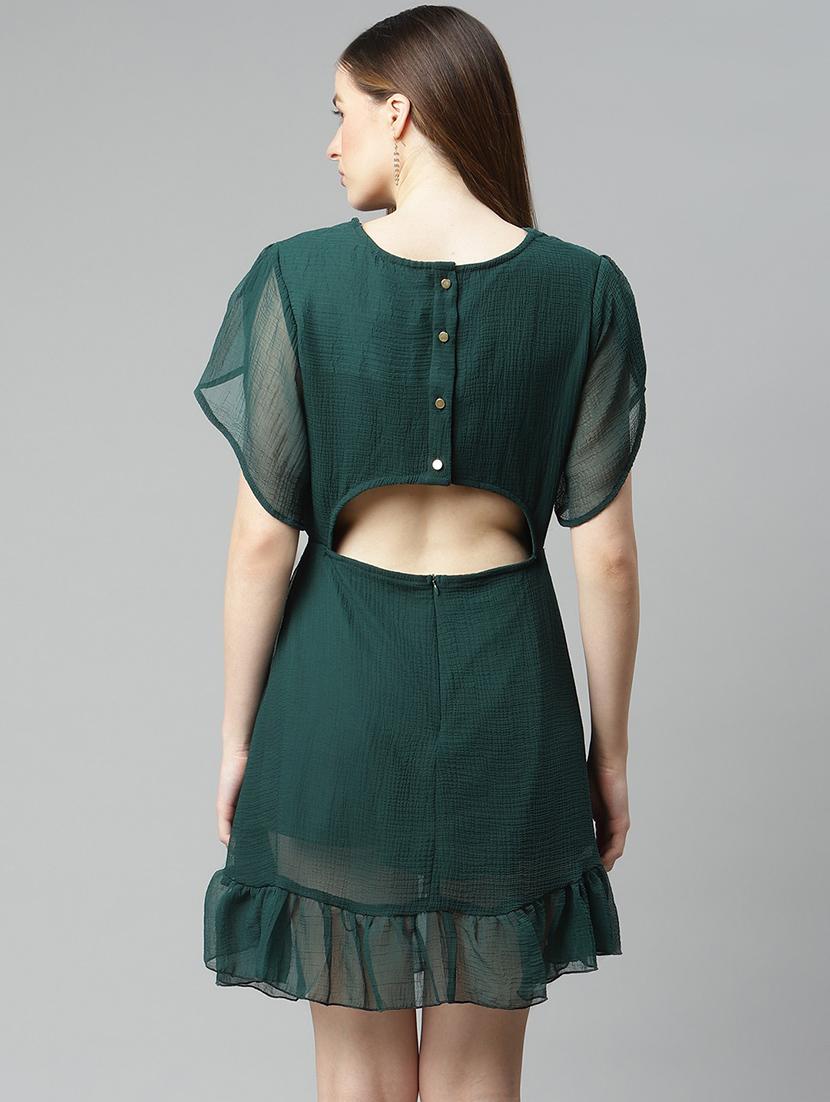 short sleeved printed a-line dress - 18357034 - Zoom Image - 3