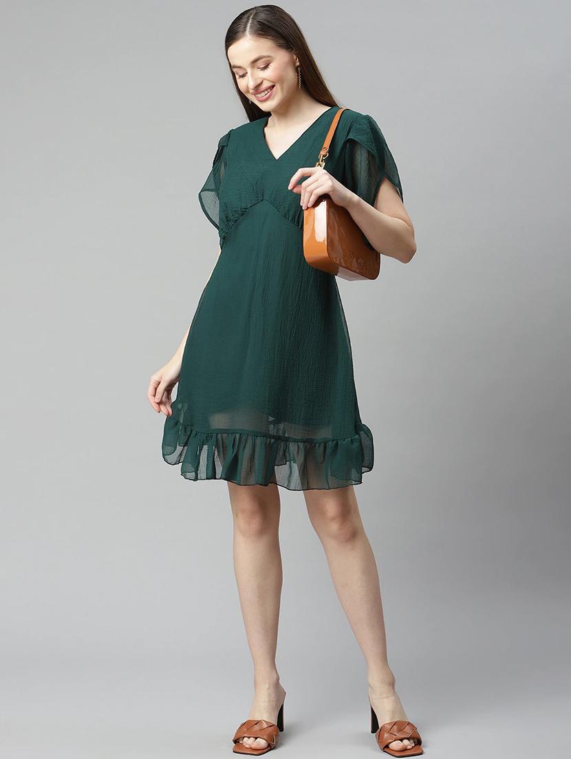 short sleeved printed a-line dress - 18357034 - Zoom Image - 4