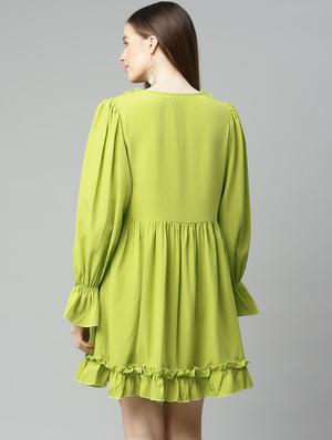 bishop sleeved ruffeled a-line dress - 18357037 - Standard Image - 3