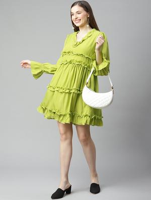bishop sleeved ruffeled a-line dress - 18357037 - Standard Image - 4