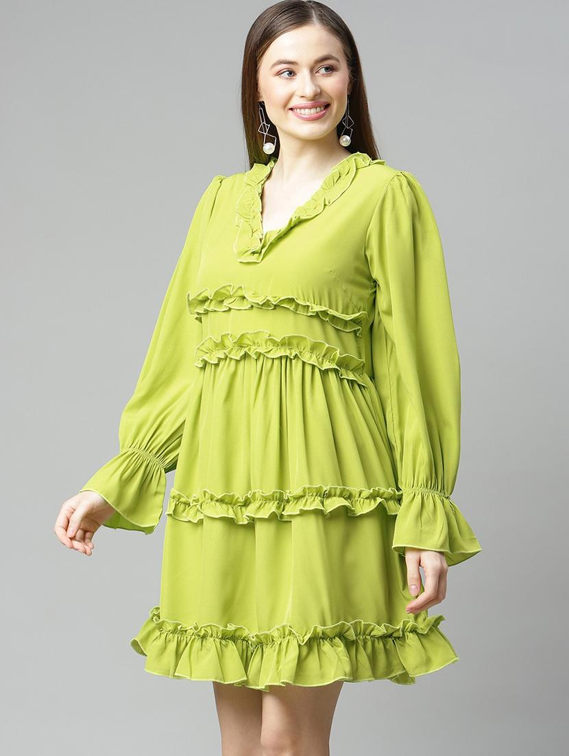 bishop sleeved ruffeled a-line dress - 18357037 - Zoom Image - 2