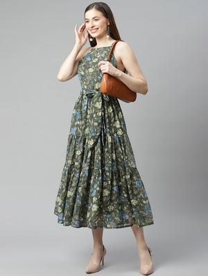 halter neck printed a-line dress - 18357040 - Standard Image - 4