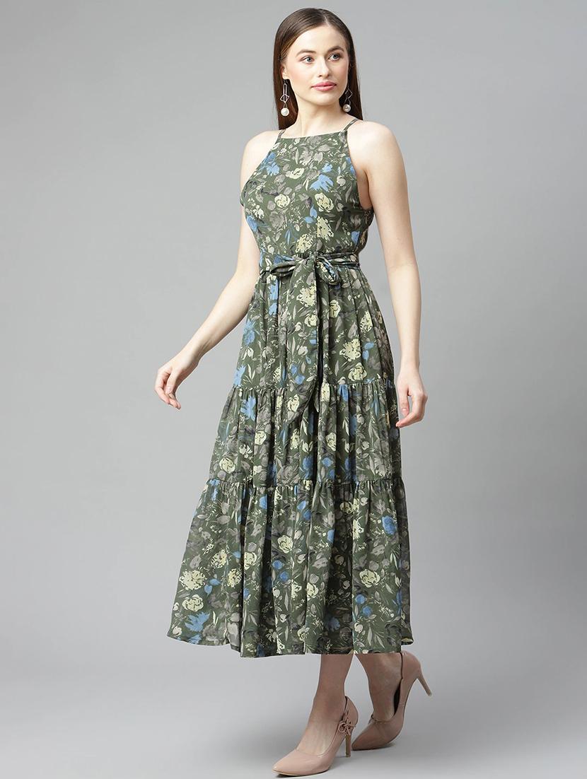 halter neck printed a-line dress - 18357040 - Zoom Image - 2
