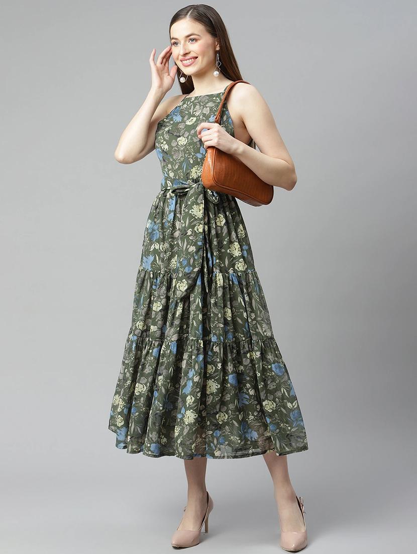 halter neck printed a-line dress - 18357040 - Zoom Image - 4