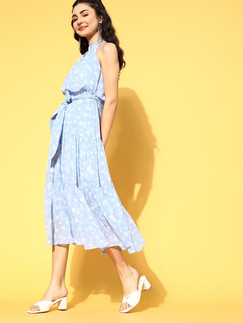 halter neck printed tiered a-line dress - 18357041 - Zoom Image - 2