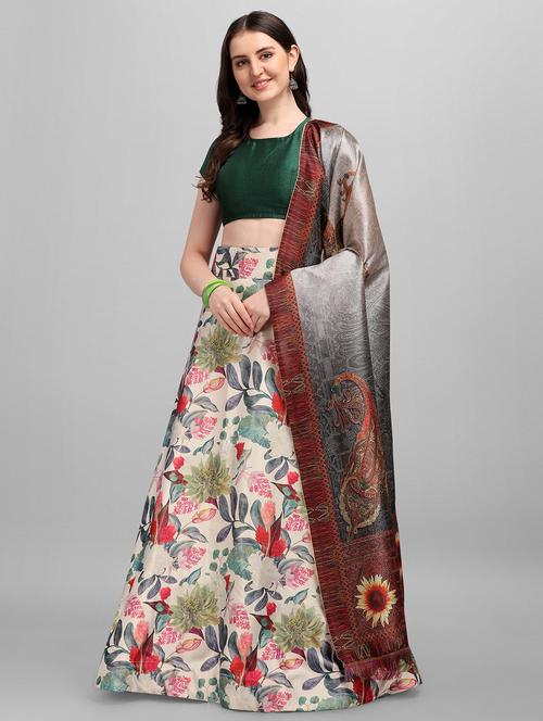 multi colored satin flared lehenga - 18357092 - Very Small Image - 1