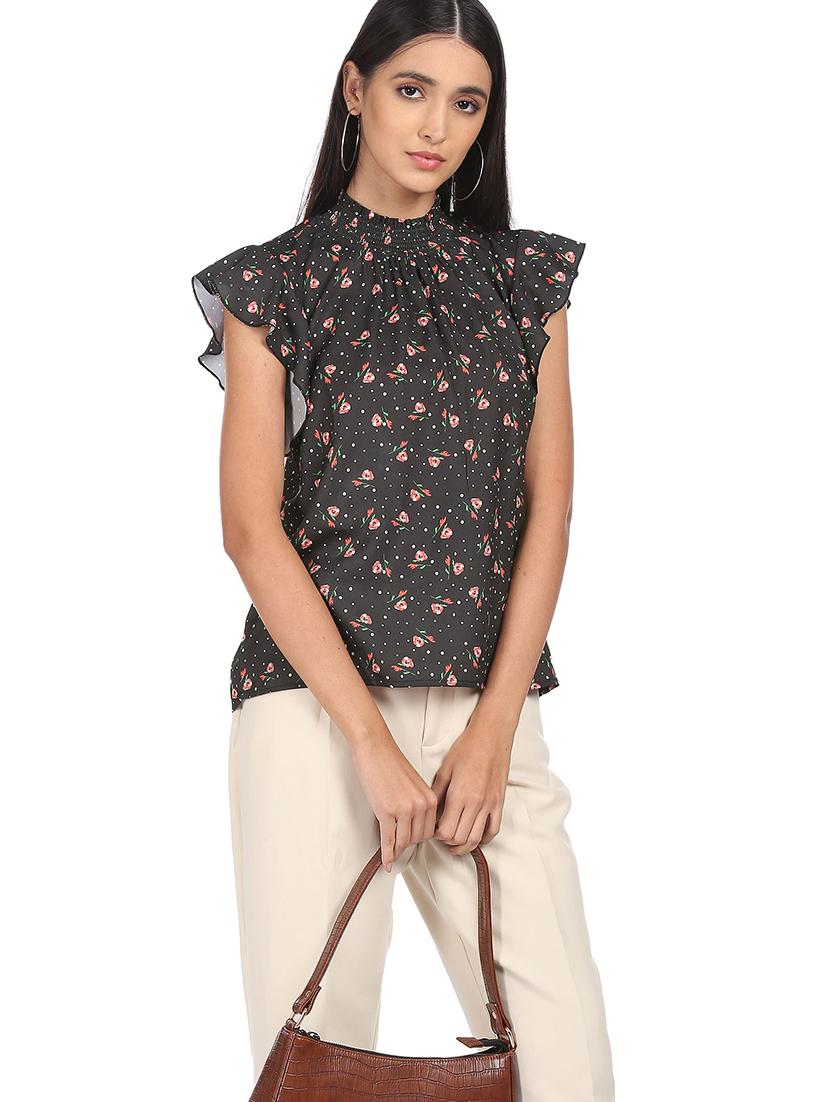 flute sleeved printed regular top - 18357494 - Zoom Image - 1