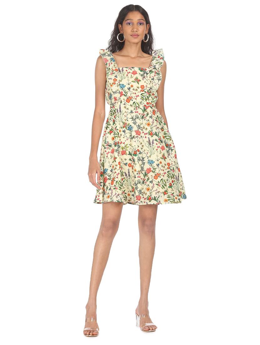 sleeveless printed fit & flare dress - 18357858 - Zoom Image - 3