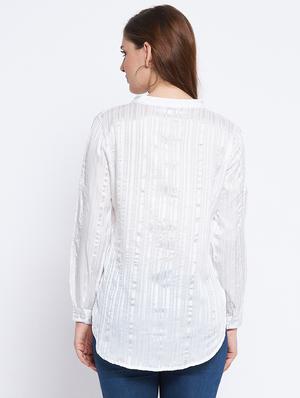 mandarin neck striped shirt - 18359167 - Standard Image - 3