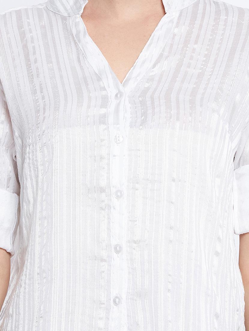 mandarin neck striped shirt - 18359167 - Zoom Image - 5