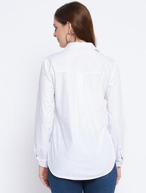 curved hem striped shirt - 18359168 - Standard Image - 3