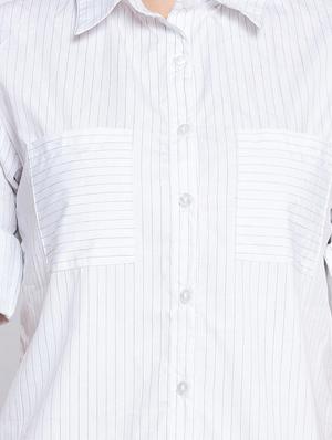 curved hem striped shirt - 18359168 - Standard Image - 5
