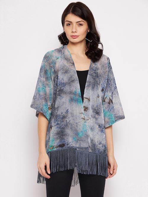 three querter sleeve tie & dye regular shrug - 18359179 - Standard Image - 1