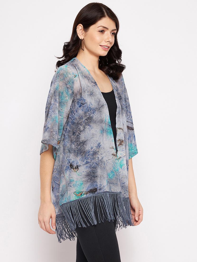 three querter sleeve tie & dye regular shrug - 18359179 - Zoom Image - 2