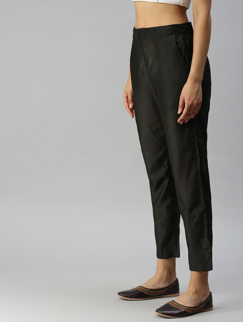 black solid flat front trouser - 18360103 - Zoom Image - 2