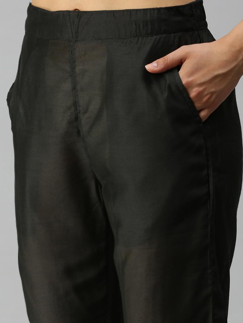 black solid flat front trouser - 18360103 - Zoom Image - 5