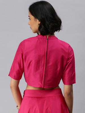 pink rayon solid blouse - 18360158 - Standard Image - 3