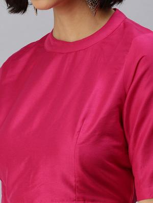 pink rayon solid blouse - 18360158 - Standard Image - 5