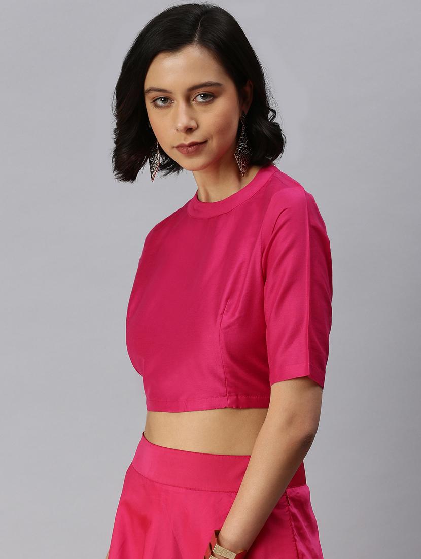 pink rayon solid blouse - 18360158 - Zoom Image - 2