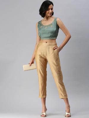 green viscose embroidered blouse - 18360161 - Standard Image - 4
