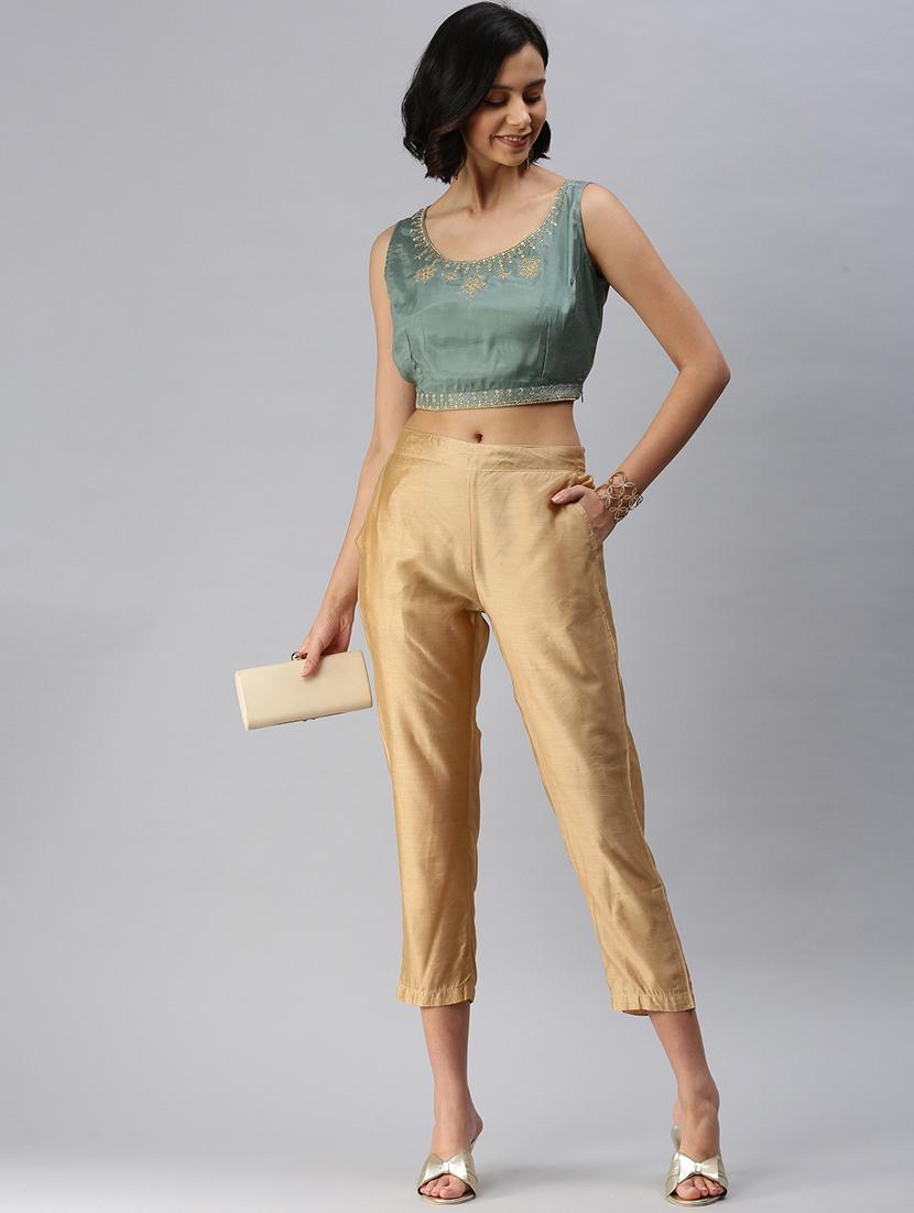 green viscose embroidered blouse - 18360161 - Zoom Image - 4