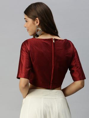 maroon solid blouse - 18360163 - Standard Image - 3