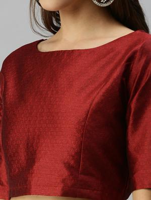 maroon solid blouse - 18360163 - Standard Image - 5