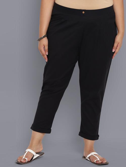 high rise solid flat front trousers trouser - 18360186 - Standard Image - 1