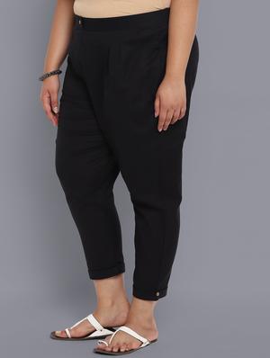 high rise solid flat front trousers trouser - 18360186 - Standard Image - 2