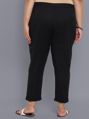 high rise solid flat front trousers trouser - 18360186 - Standard Image - 3