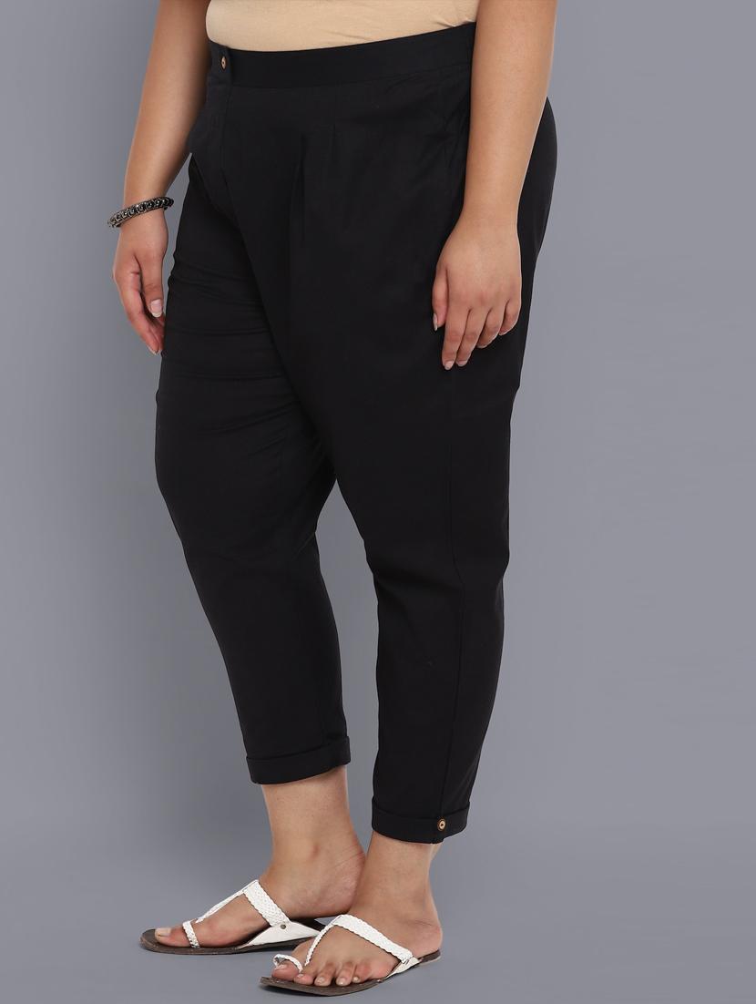high rise solid flat front trousers trouser - 18360186 - Zoom Image - 2