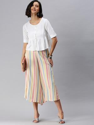 mid rise striped flared palazzo - 18360197 - Standard Image - 4