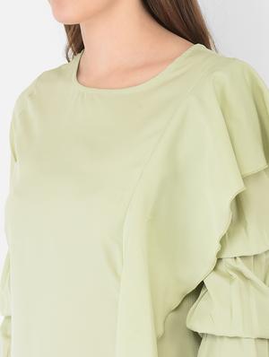 green crepe aline kurta - 18360239 - Standard Image - 6
