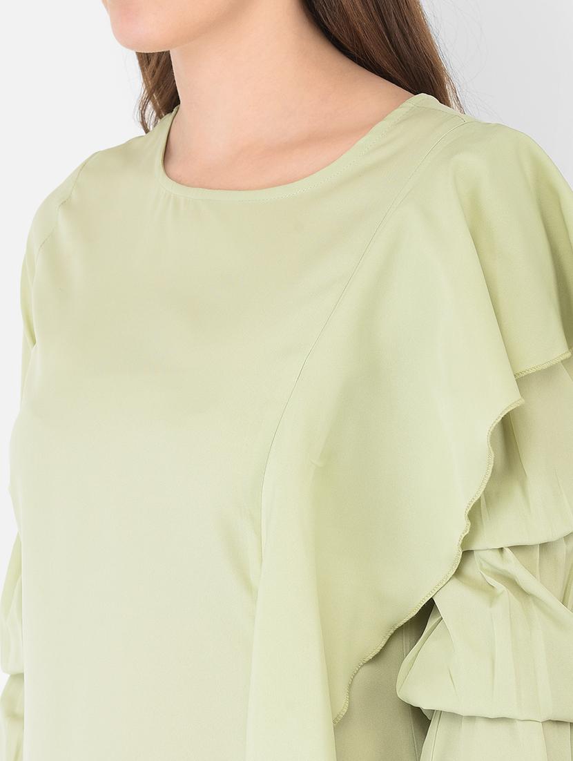 green crepe aline kurta - 18360239 - Zoom Image - 6
