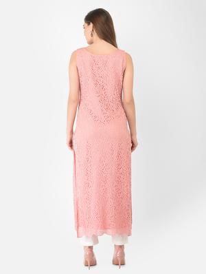peach straight kurta - 18360246 - Standard Image - 4