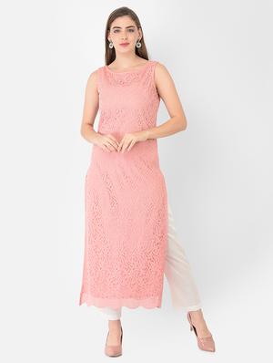 peach straight kurta - 18360246 - Standard Image - 5