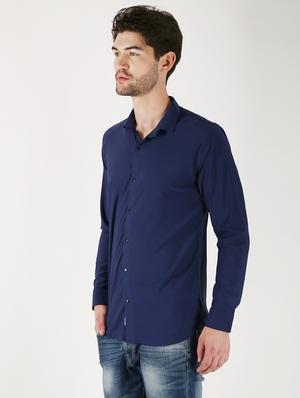 blue solid casual shirt - 18362154 - Standard Image - 2