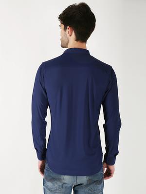 blue solid casual shirt - 18362154 - Standard Image - 3