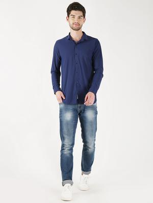 blue solid casual shirt - 18362154 - Standard Image - 4