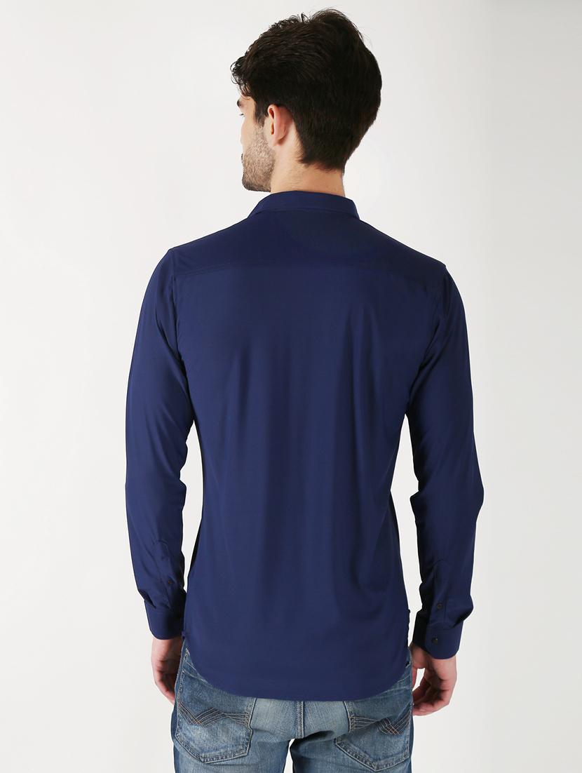 blue solid casual shirt - 18362154 - Zoom Image - 3