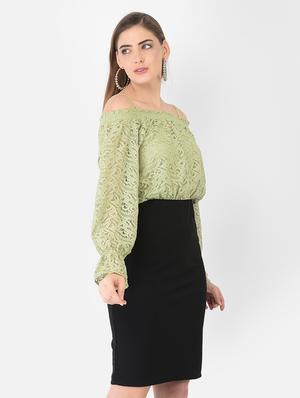 off-shoulder laced blouson dress - 18362203 - Standard Image - 2