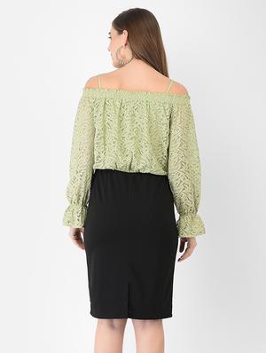off-shoulder laced blouson dress - 18362203 - Standard Image - 3