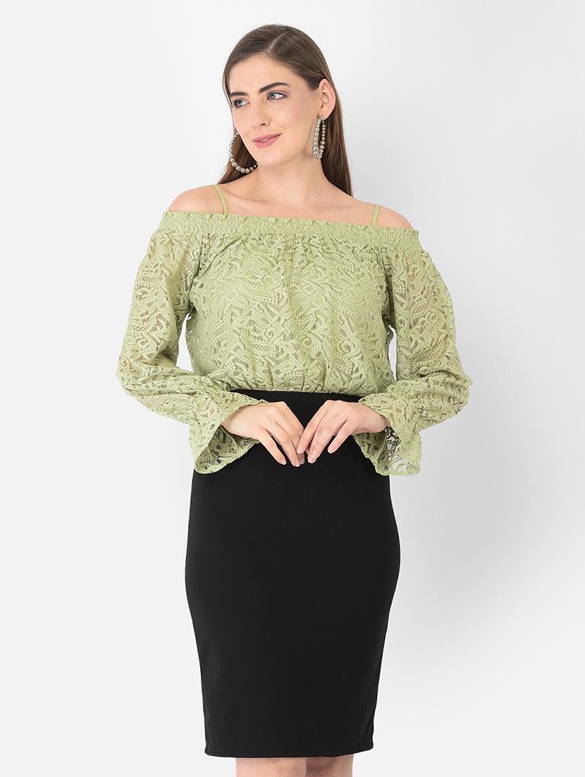 off-shoulder laced blouson dress - 18362203 - Zoom Image - 1